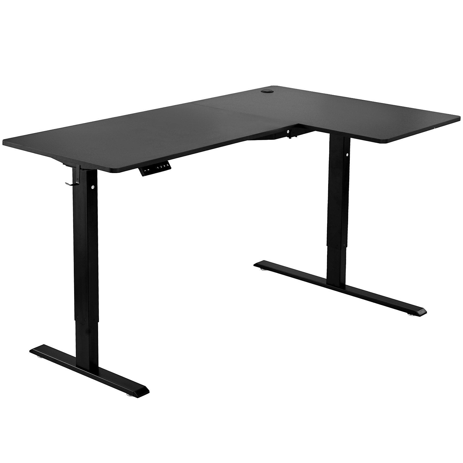Electric Height Adjustable L Shaped Desk, 63 Inch Standing Corner Desk for Home Office and Gaming, Black