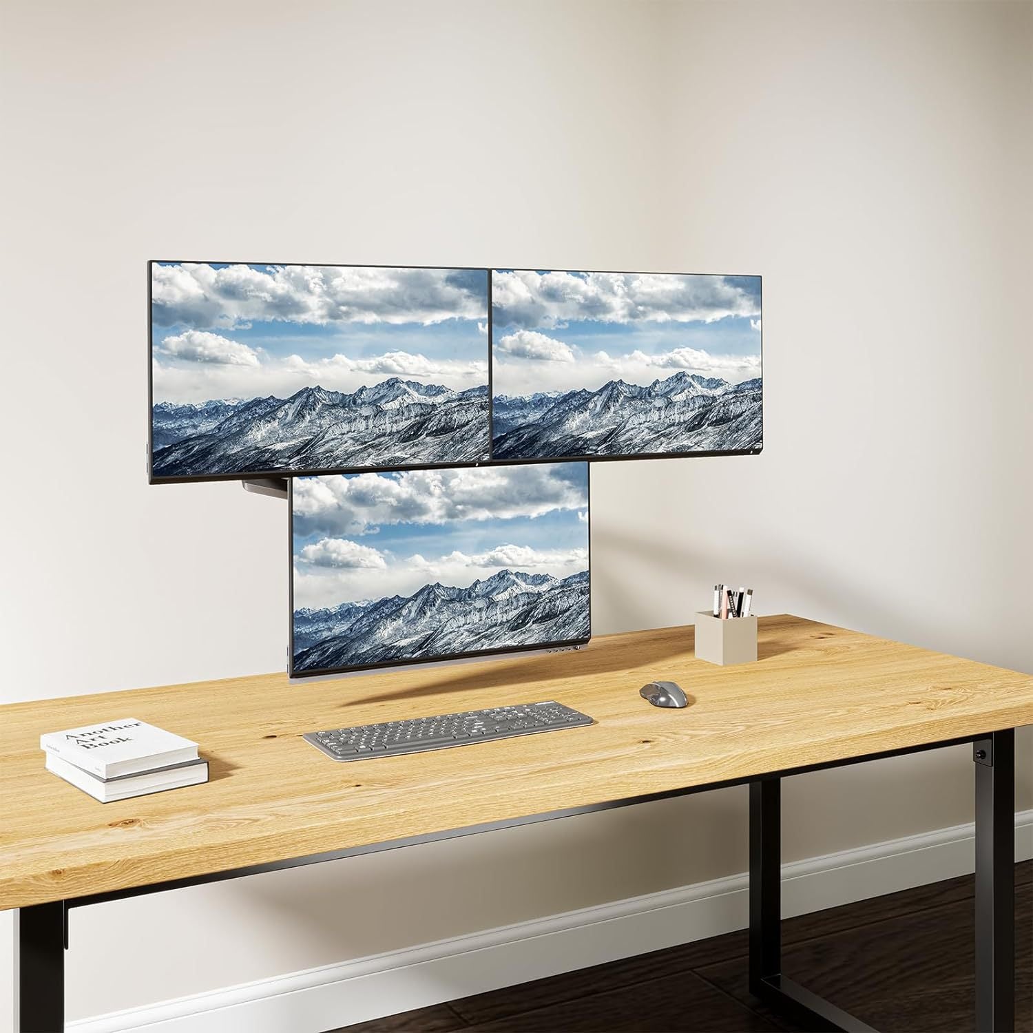 Triple Monitor Gas-Spring Desk Mount for 13–27 Inch Screens