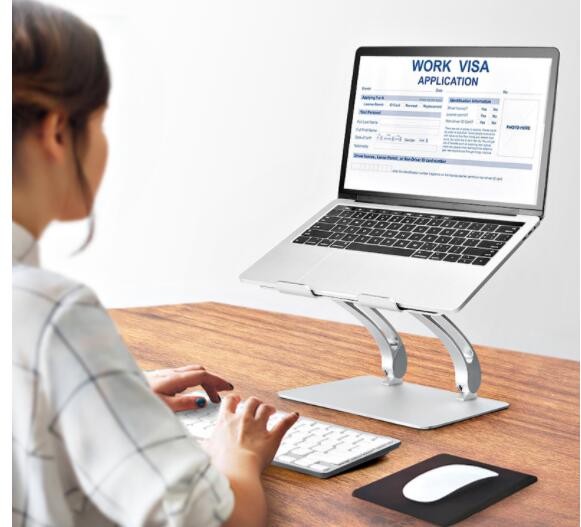 Adjustable Aluminum Laptop Stand with Folding Design and Cooling Base