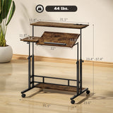 Adjustable Standing Desk with Power Outlets – Tiltable Tabletop, Wheels & Shelf