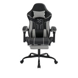 Ergonomic Gaming Chair with Footrest, Massage Lumbar Support, and Reclining Backrest (Black/Gray)