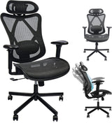 Mesh Ergonomic Office Chair with Adjustable Lumbar Support, 3D Headrest & Armrests – High Back Desk Chair with Silent Wheels for Office, Home & Gaming – Black