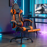 Ergonomic Gaming Chair with Footrest, Massage Lumbar Support, and Reclining Backrest (Black/Orange)
